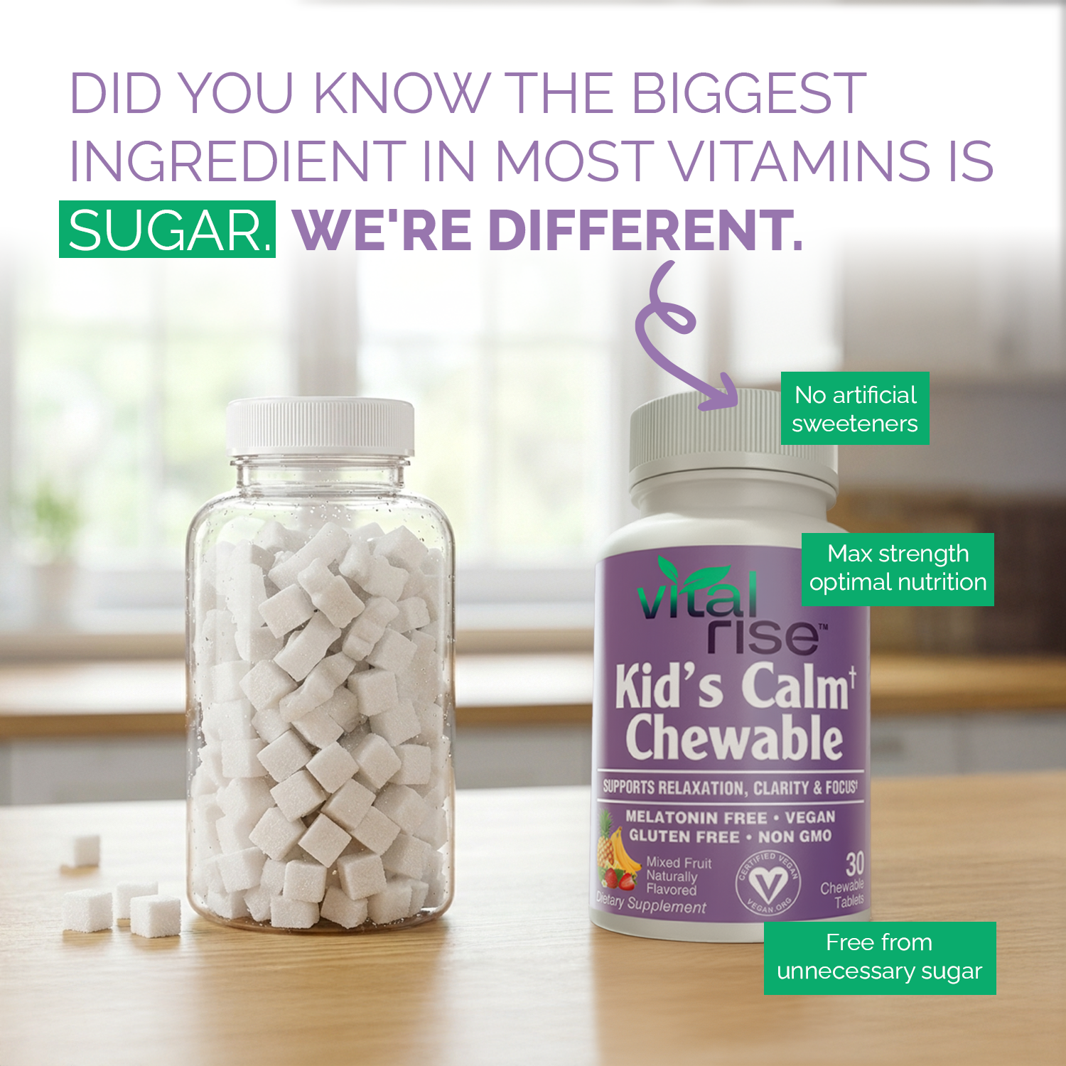 The biggest ingredient in most itamins is sugar. We're different.